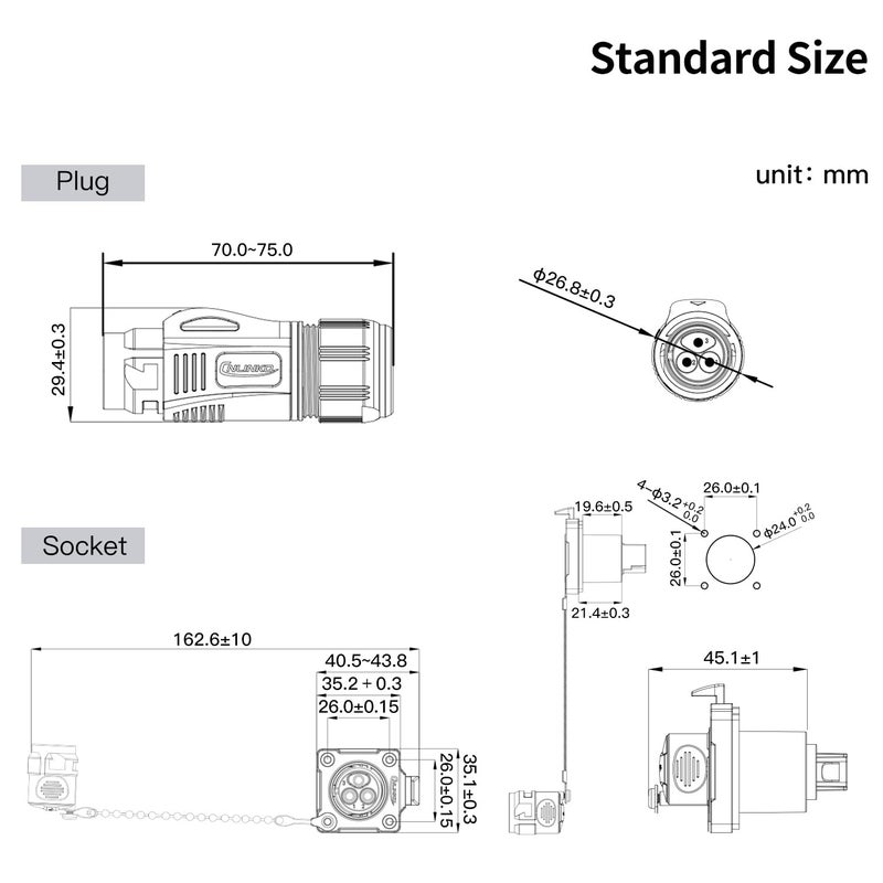 CNLINKO BD-24 3 PIN Industrial Waterproof Connectors, IP68 Circular Connector, Hard Metal Anti-Interference Shell, Quick Plug Aviation Connector, M24 Panel Mount Flange Socket (3 Pin) - Image 4